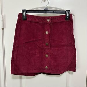 Art Class Corduroy Snap Front Skirt Girls Large (10/12) Burgundy